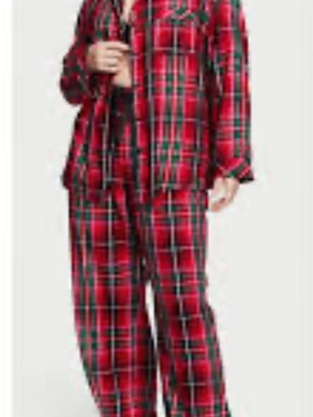 Victoria’s Secret tartan Red Green Plaid Pajama Set Holiday Sleepwear Sz XL